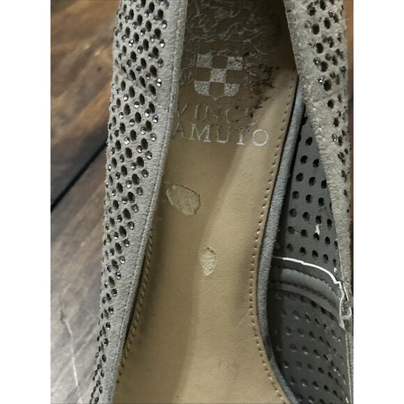 Vince Camuto Pointed Toe Mesh Heel Grey Silver Embellishments Size 8.5 - Picture 8 of 11